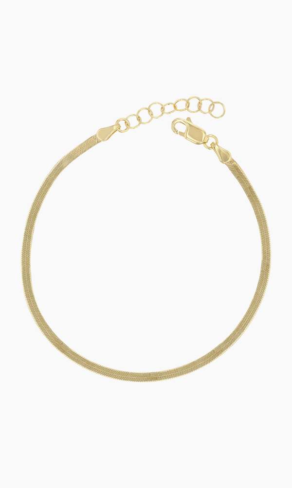 14K Gold Thin Herringbone Bracelet 3mm