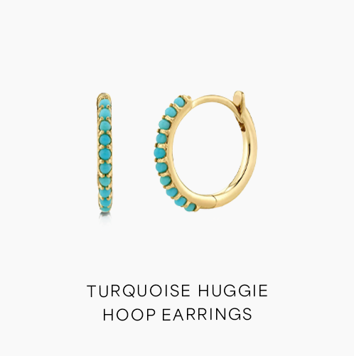 Turquoise Huggie Hoop Earrings