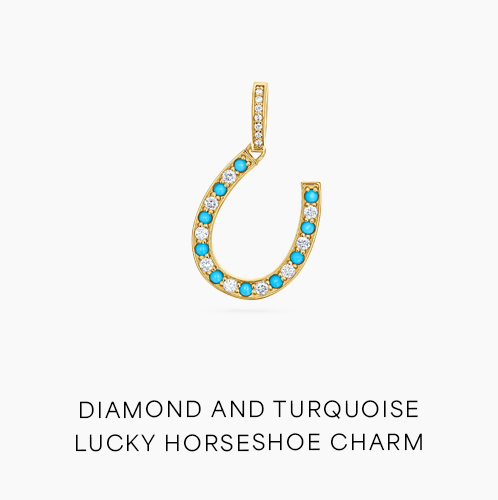 Diamond and Turquoise Lucky Horseshoe Charm