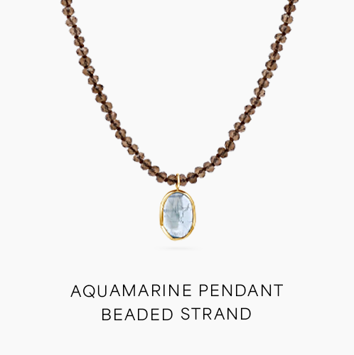 Aquamarine Pendant Beaded Strand Necklace
