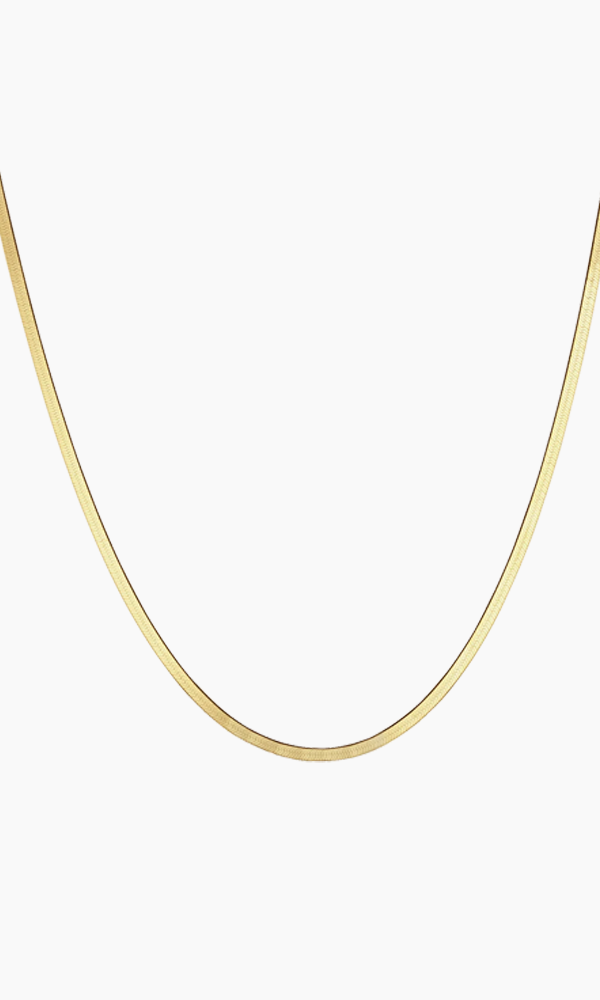 14K Gold Thin Herringbone Necklace 3mm