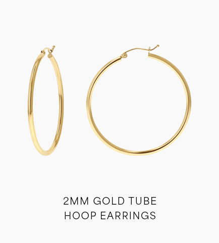 2mm Gold Tube Hoop Earrings