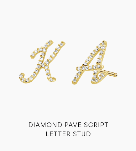 Diamond Pave Script Letter Stud