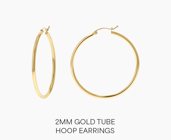 2mm Gold Tube Hoop Earrings