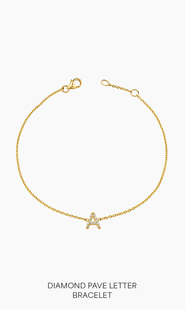 Diamond Pave Letter Bracelet