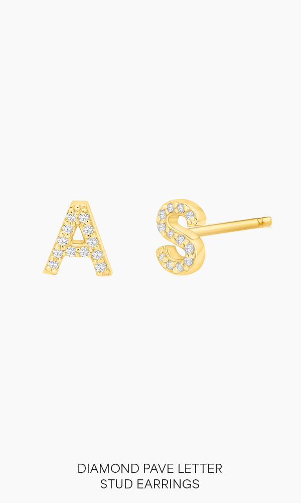 Diamond Pave Letter Stud Earrings