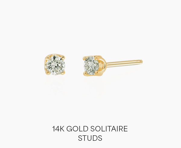 14K Gold Solitaire Studs