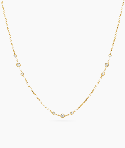Graduated Diamond Trio Bezel Necklace