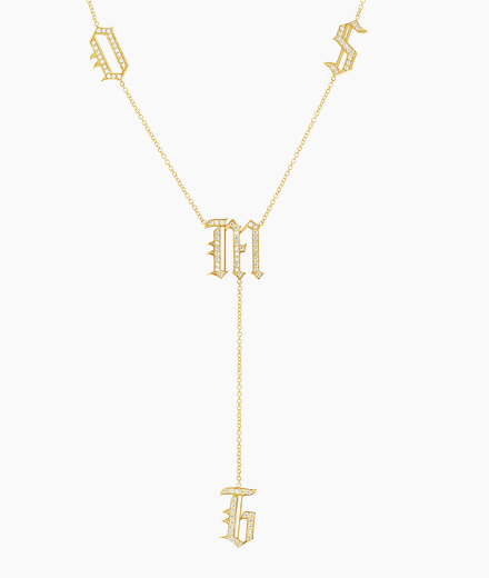 Diamond Old English Letter Drop Necklace
