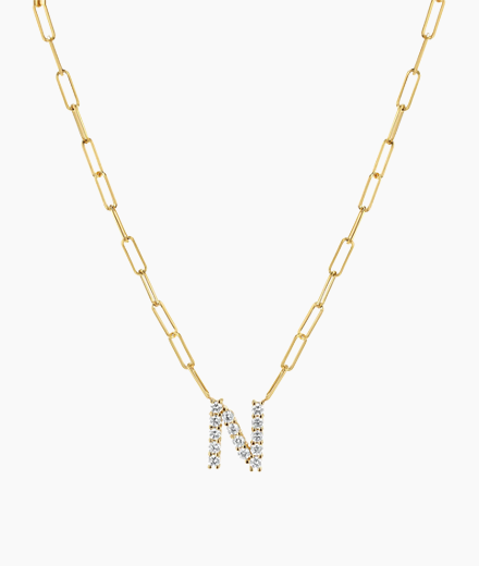 Grand Initial Paper Clip Necklace