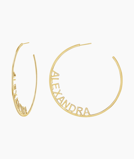 Large Custom Block Name Hoop Earrings