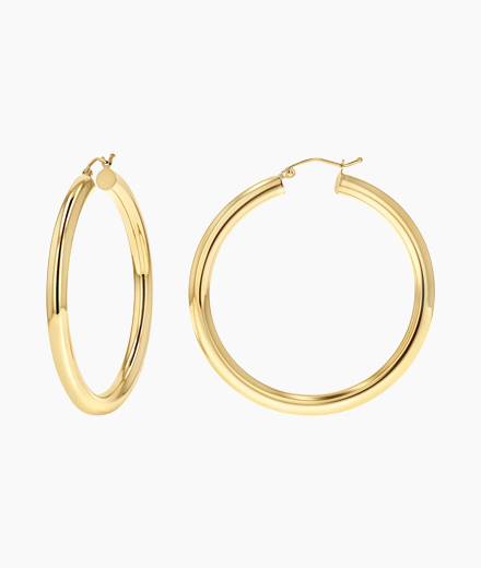 4mm Gold Tube Hoop Earrings