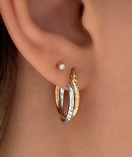 Two-Tone Double Hoop Earrings