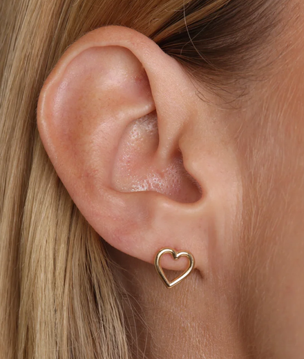 Open Heart Stud Earrings