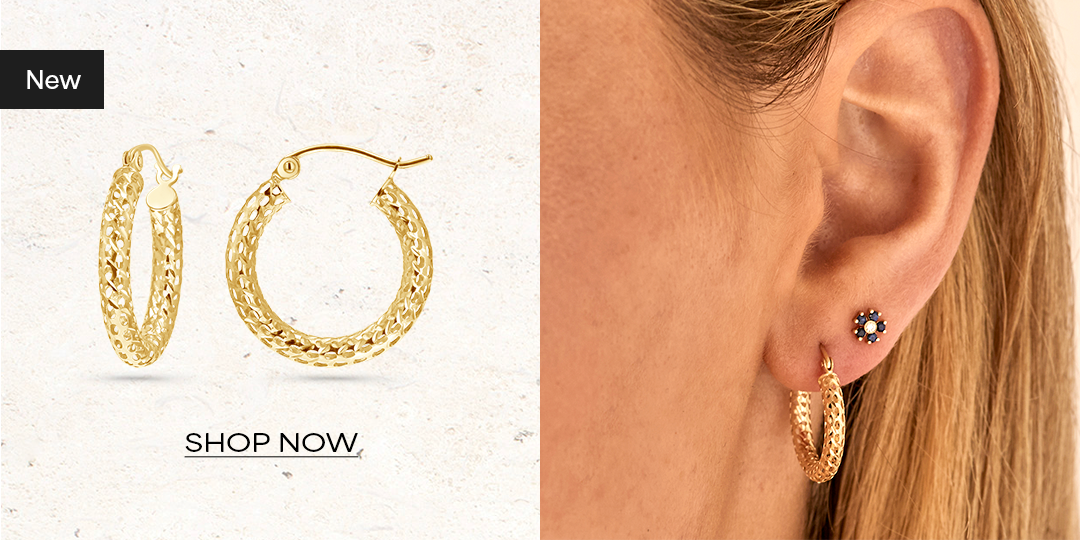 Mesh Diamond Cut Hoops