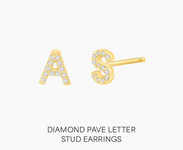 Diamond Pave Letter Stud Earrings