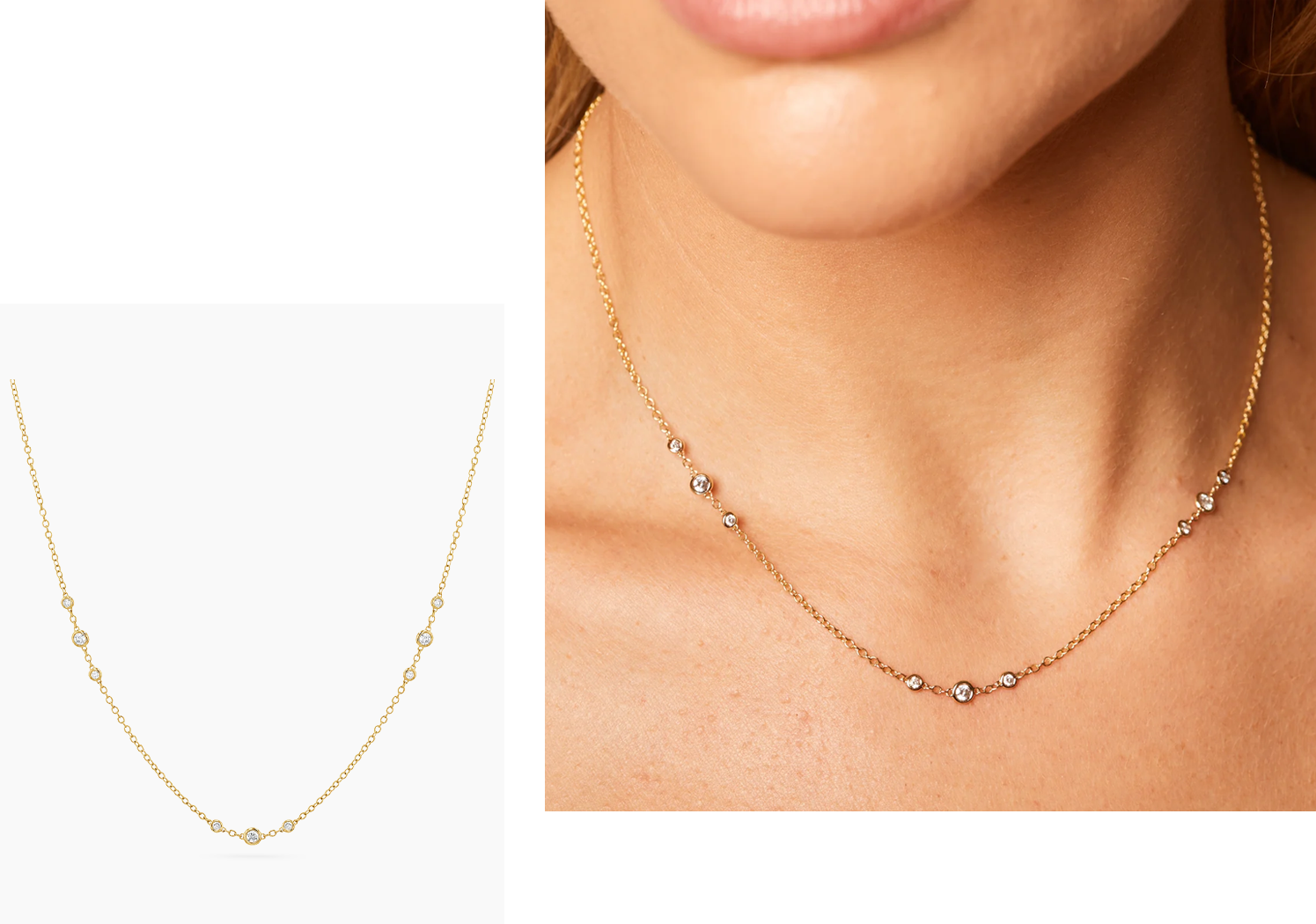 Graduated Diamond Trio Bezel Necklace