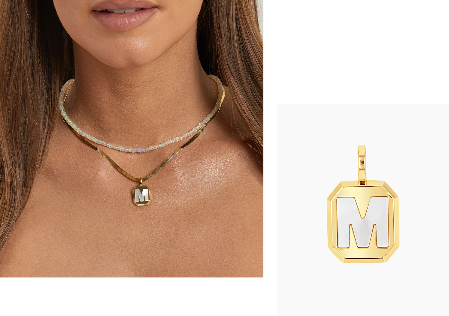 Mega Mother of Pearl Initial Charm