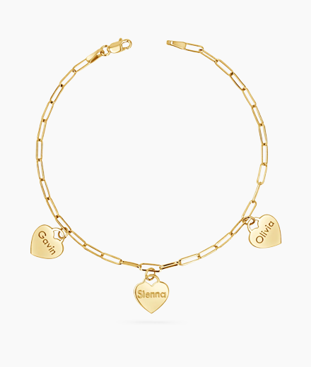 Custom Name Drop Heart Charm Bracelet