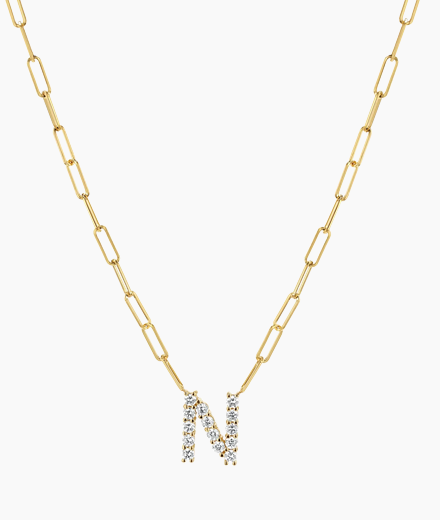 Grand Initial Paper Clip Necklace