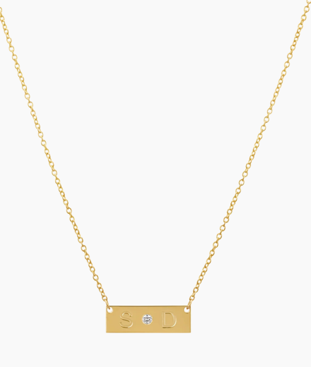 Diamond Letter Nameplate Necklace