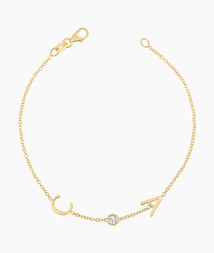 Diamond Bezel Multi Initial Bracelet