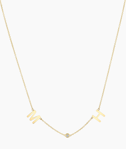 Double Letter Diamond Bezel Necklace