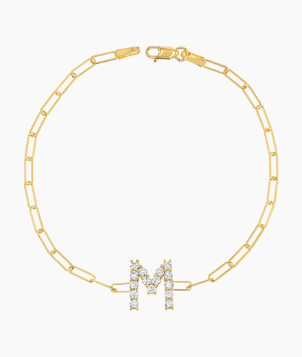 Grand Initial Paper Clip Bracelet