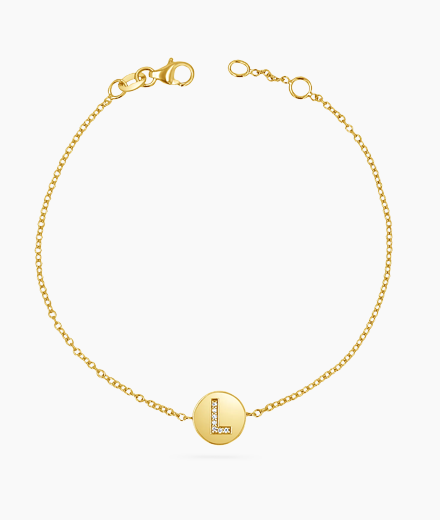 Diamond Initial Coin Bracelet