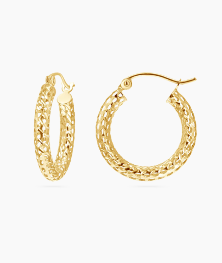Mesh Diamond Cut Hoops