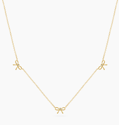 Dainty Diamond Three Bow Necklace