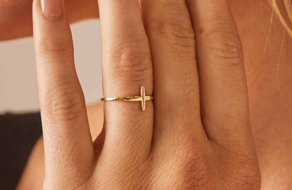 Sculptural Cross Ring