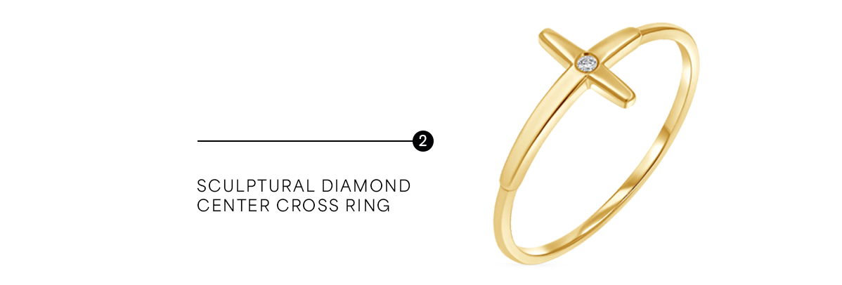 Sculptural Diamond Center Cross Ring