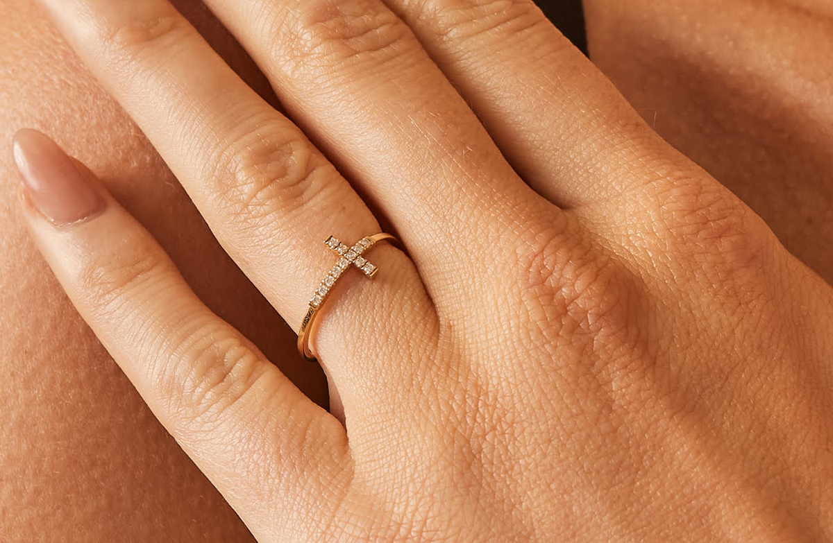 Pave Diamond Cross Ring