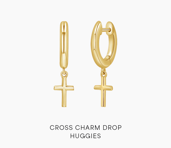 Cross Charm Drop Huggies