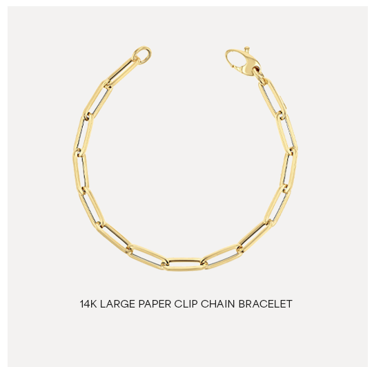 14K Large Paper Clip Chain Bracelet