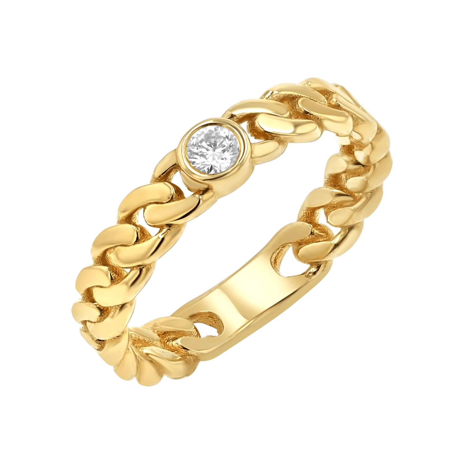 Image of Diamond Solitaire Cuban Link Ring