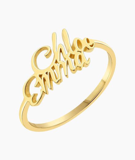 Script Double Name Ring