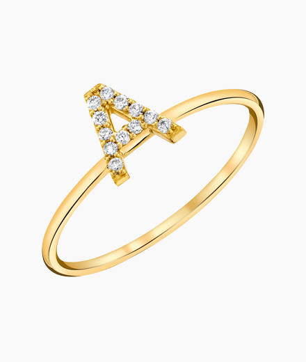 Diamond Pave Letter Ring
