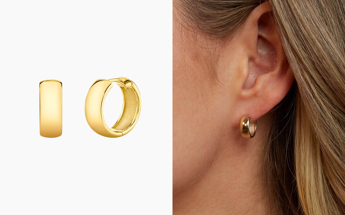 Domed Huggie Hoop Earrings