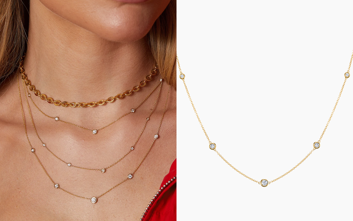 Diamond Bezel Strand Necklace