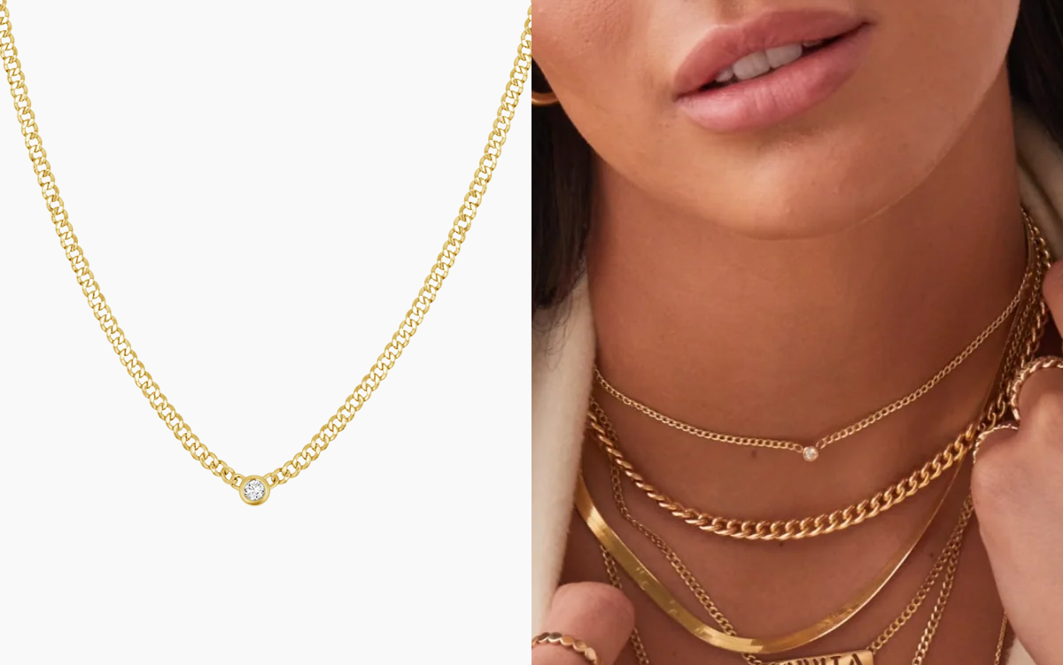 Cuban Link Diamond Solitaire Necklace