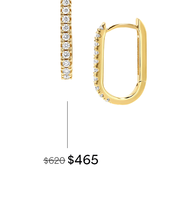Diamond U-Pave Paper Clip Huggie Earrings