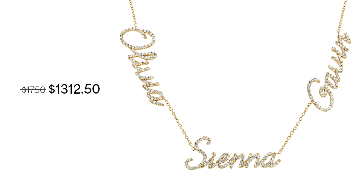 Multi Diamond Custom Script Name Necklace