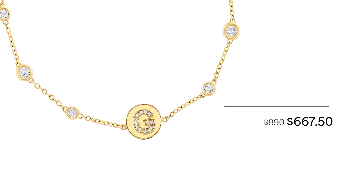 Diamond Bezel Strand Initial Letter Coin Bracelet