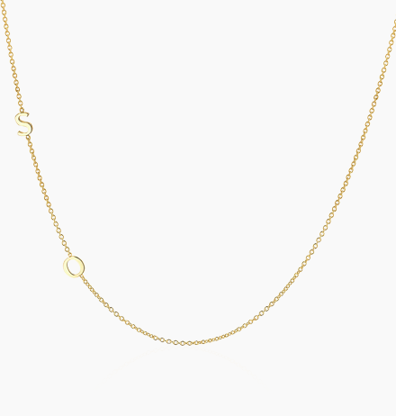 14K Gold Asymmetrical Multi Initial Necklace
