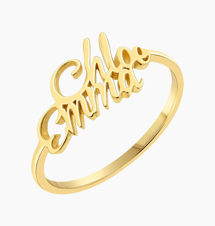 Script Double Name Ring