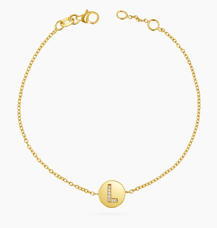 Diamond Initial Coin Bracelet