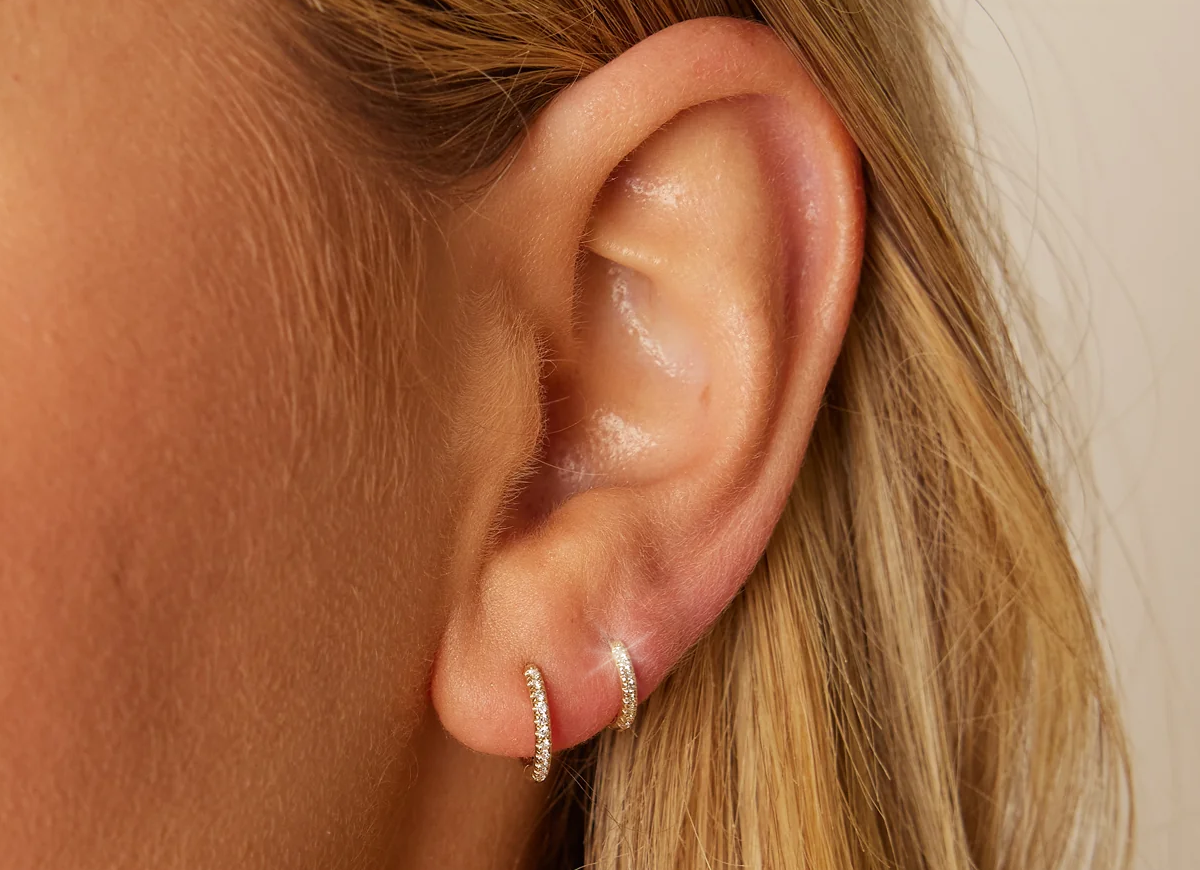 Diamond Huggie Hoop Earrings