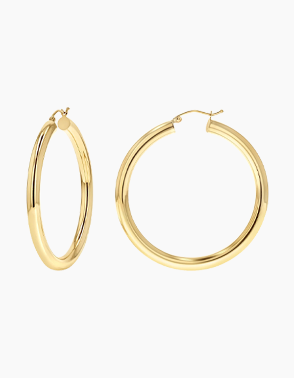 4mm Gold Tube Hoop Earrings